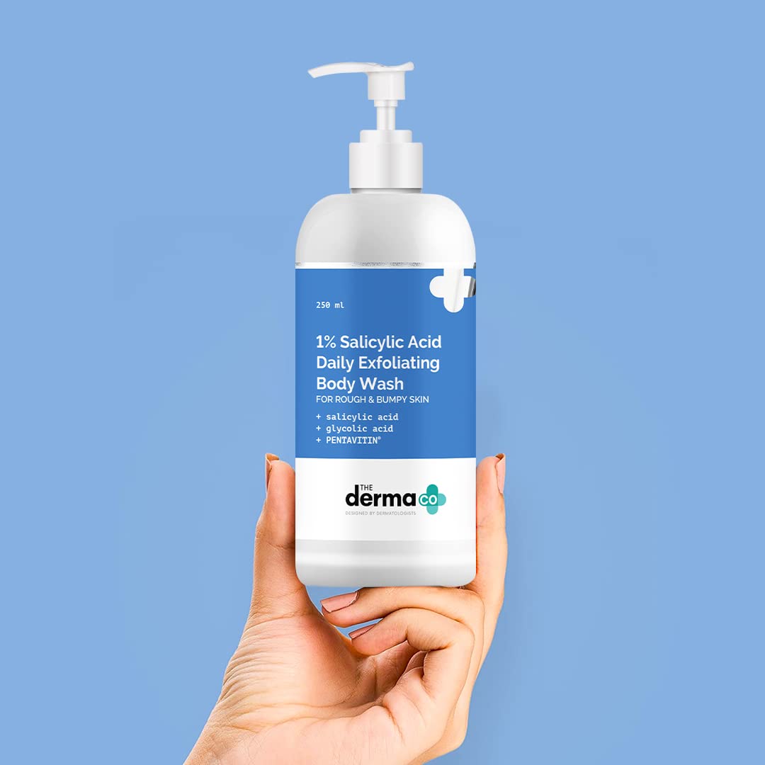 The Derma Co 1% Salicylic Acid Daily Exfoliating Body Wash with Salicylic Acid, Glycolic Acid & PENTAVITIN® - 250ml | | Helps to Prevent Body Acne & Cleanse Skin