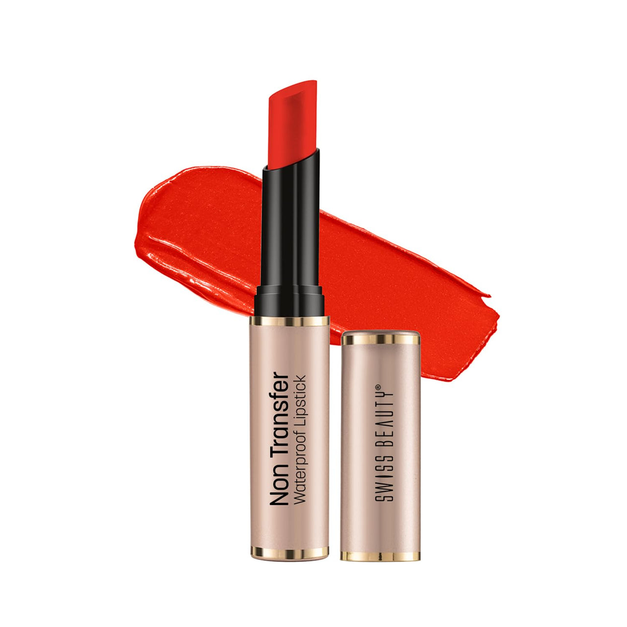 Swiss Beauty Non-Transfer Waterproof Lipstick with Jojoba Seed Oil | Matte Finish | Long-Lasting | Highly Pigmented | Shade- Orange Red, 3gm
