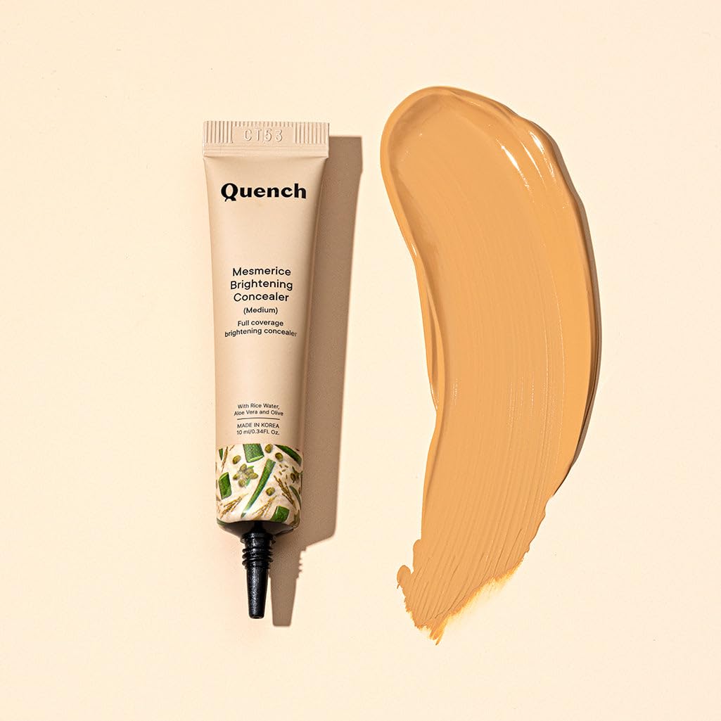 QUENCH BOTANICS Brightening Natural Cream Concealer With Rice Water & Aloe Vera | For All Skin Types Conceals Dark Circles & Brightens Under Eyes | Made In Korea (Medium), 10Ml