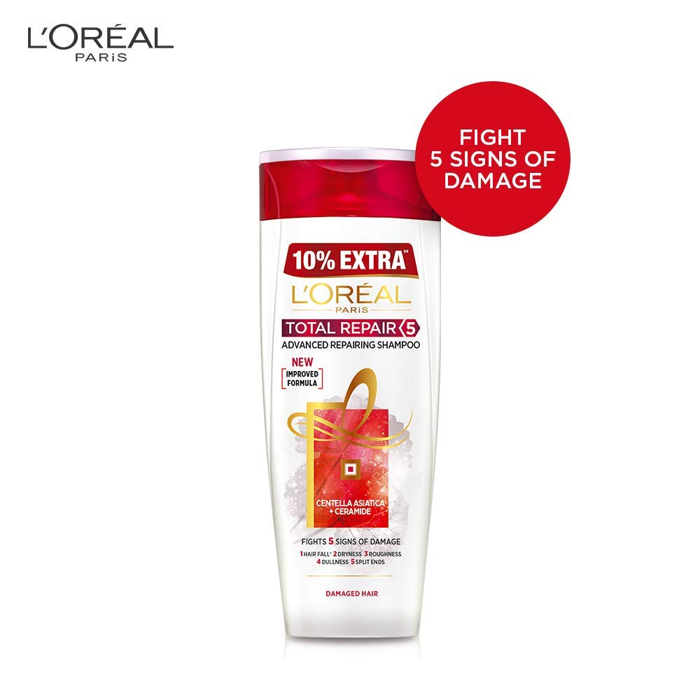 L'Oreal Paris Total Repair 5 Shampoo, 175ml (With 10% Extra) and L'Oreal Paris Total Repair 5 Instant Smooting & Repairing OilSerum, 40ml