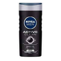 Nivea Men Shower Gel, Active Clean Body Wash, Men, 250ml & Men Deodorant Roll-On, Fresh Active Original, 50ml