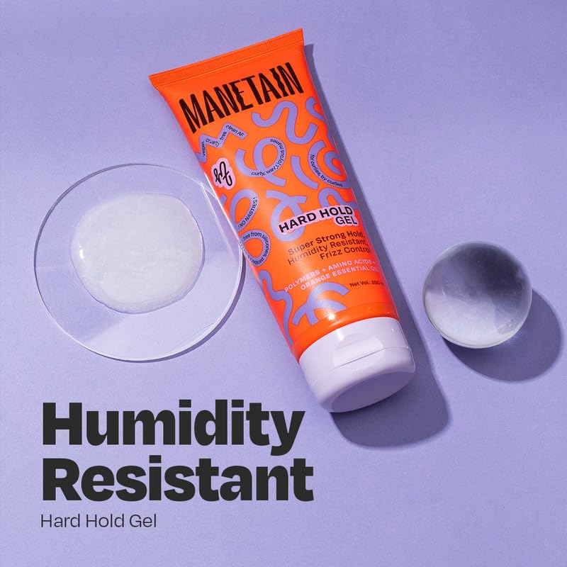 MANETAIN Hard Hold Gel for Curly & Wavy Hair 200ml | Strong Hold, Frizz Control | Long-lasting Definition, Humidity Resistant, Shine-Enhancing | Silicone-Free & Vegan | Fortifying Formula for Defined Curls