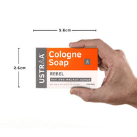 Ustraa Rebel Cologne Soap with Oak & Walnut, 6 x 125 gm (Pack of 6) | Triple-milled Soap | Mild Exfoliation with Walnut Granules | Gives Lasting Fragrance