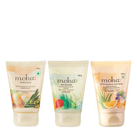 MOHA Self Care Kit - Herbal Scrub | Herbal Radiance Face Mask | Aloe Vera Gel, Glowing Skin For Men & Women | With Natural Ingredients And Suitable for all Skin Type (Pack Of 3)