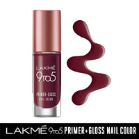 Lakmé 9 To 5 Primer + Glossy Finish Nail Colour & Nail Color Remover Combo, 6 Ml