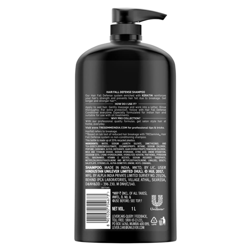 Tresemme Hair Fall Defence Shampoo 1 Ltr & Tresemme Keratin Smooth Shampoo,With Keratin And Argan Oil For Smoother And Shinier Hair, 1 Ltr