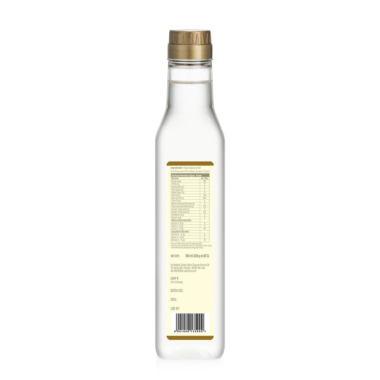Coco Soul Cold Pressed Unrefined Virgin Coconut Oil | 60% MCT | Multipurpose Usage | Daily Cooking| Keto Friendly | Naturally Cholesterol Free | A1 grade real coconut | From Makers of Parachute 250 ml