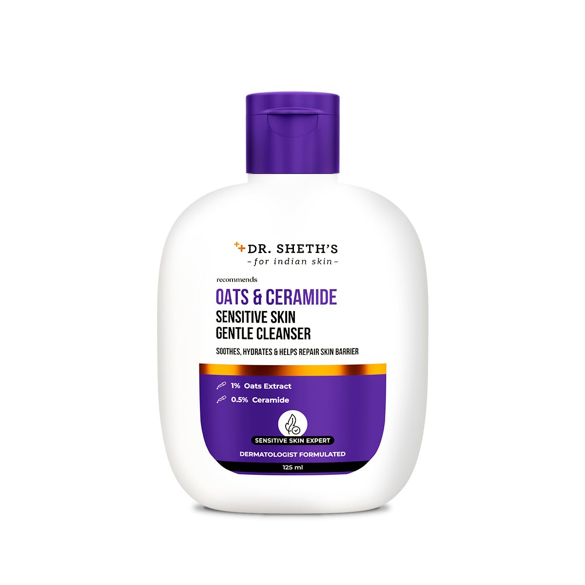 Dr. Sheth's Oats & Ceramide Sensitive Skin Gentle Cleanser | For Delicate Irritated Skin | pH Balanced, Daily Use Non-Drying Cleanser To Hydrate, Soothe & Restores Skin Barrier | Cleans Dirt, Oil & Make-Up | Free of Sulphates, Paraben, Dye & Fragrance | F