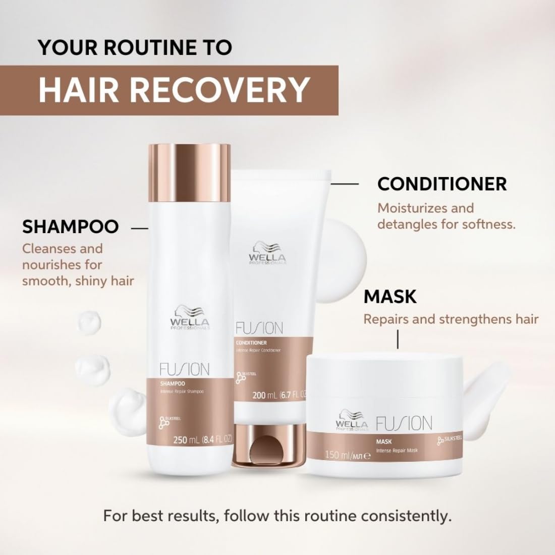 Wella Professionals Fusion Intense Repair Conditioner | For Damaged, Frizzy Hair | 200 ml | With Silk Amino Acids & Micronized Lipids | Vegan, Cruelty-free