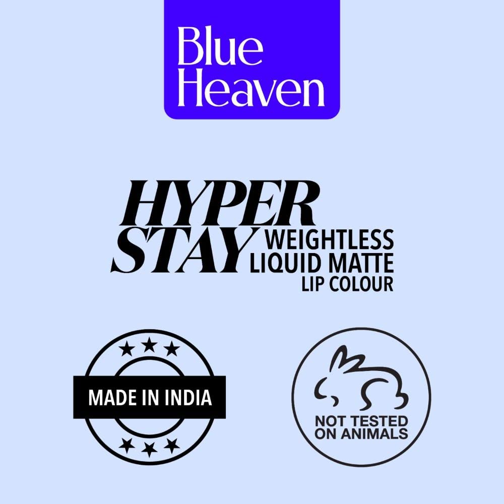 Blue Heaven Hyper Stay Weightless Liquid Matte Lipstick | Long-lasting & Smudge Proof | Non-Transfer Matte Lipstick for Women | Raspberry Touch-31 | 6ml