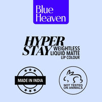 Blue Heaven Hyper Stay Weightless Liquid Matte Lipstick | Long-lasting & Smudge Proof | Non-Transfer Matte Lipstick for Women | Raspberry Touch-31 | 6ml