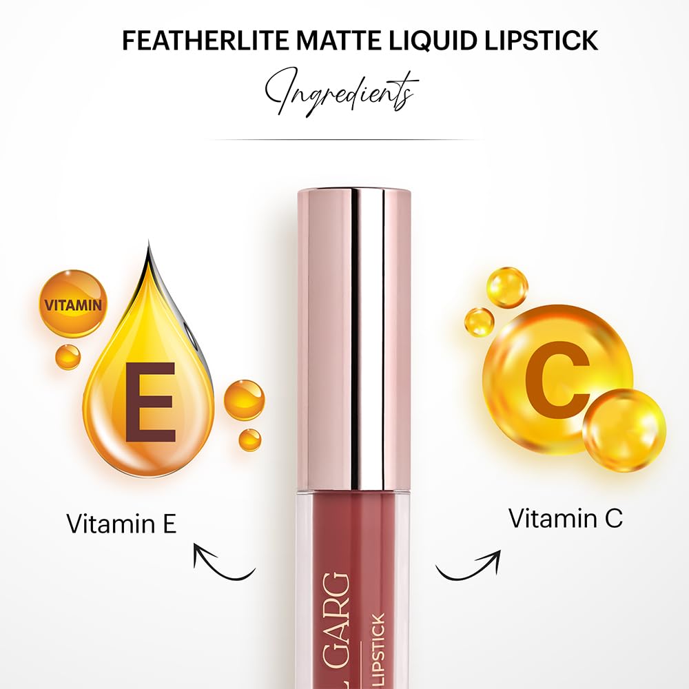 Parul Garg Beauty Featherlite Matte Liquid Lipstick | High-Pigment, Long-Wear & Non-Drying | Lightweight & Transfer-Proof | 100% Vegan & Clean Beauty |Pleasure 27 - Warm-Pink Nude| 2.5ml