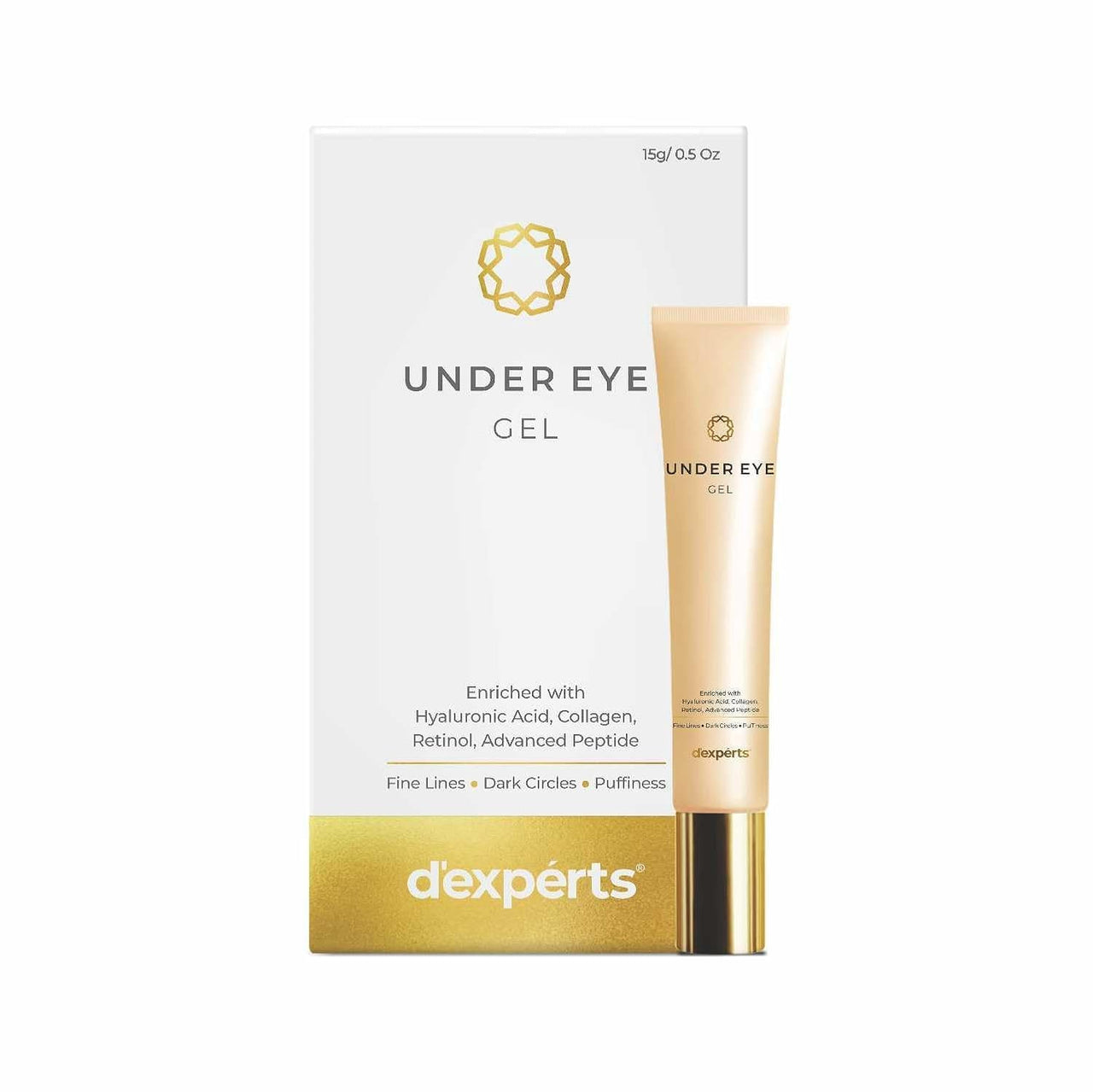 Brinton d'experts Under Eye Gel Enriched with Hyaluronic Acid, Collagen, Retinol, Peptides | Reduces Dark Circles, Fine Lines, Puffiness & Wrinkles for Men & Women | All Skin Types 15g