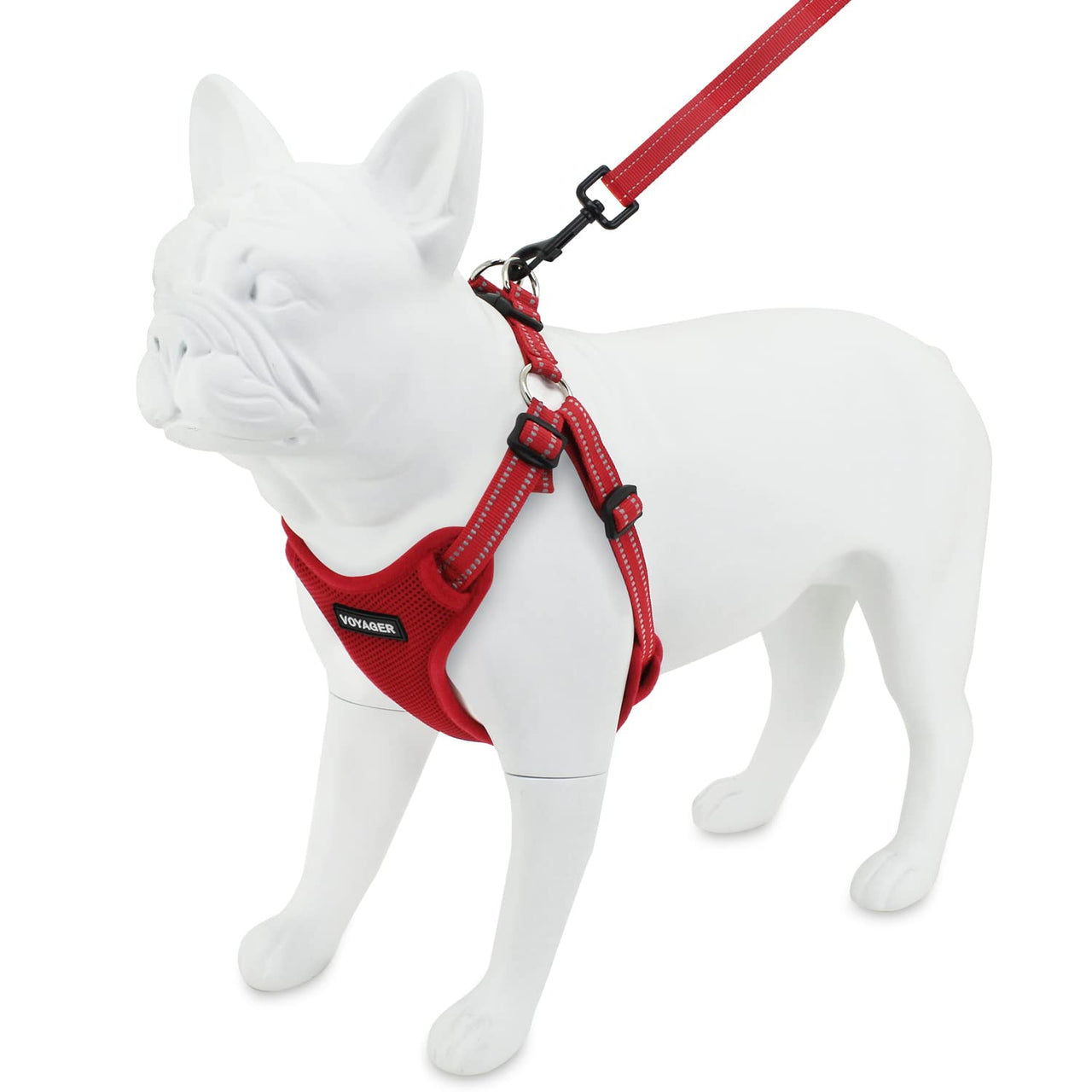 Best Pet Supplies Voyager Adjustable Dog Harness Leash Set with Reflective Stripes for Walking Heavy-Duty Full Body No Pull Vest with Leash D-Ring, Breathable All-Weather - Harness (Red), L
