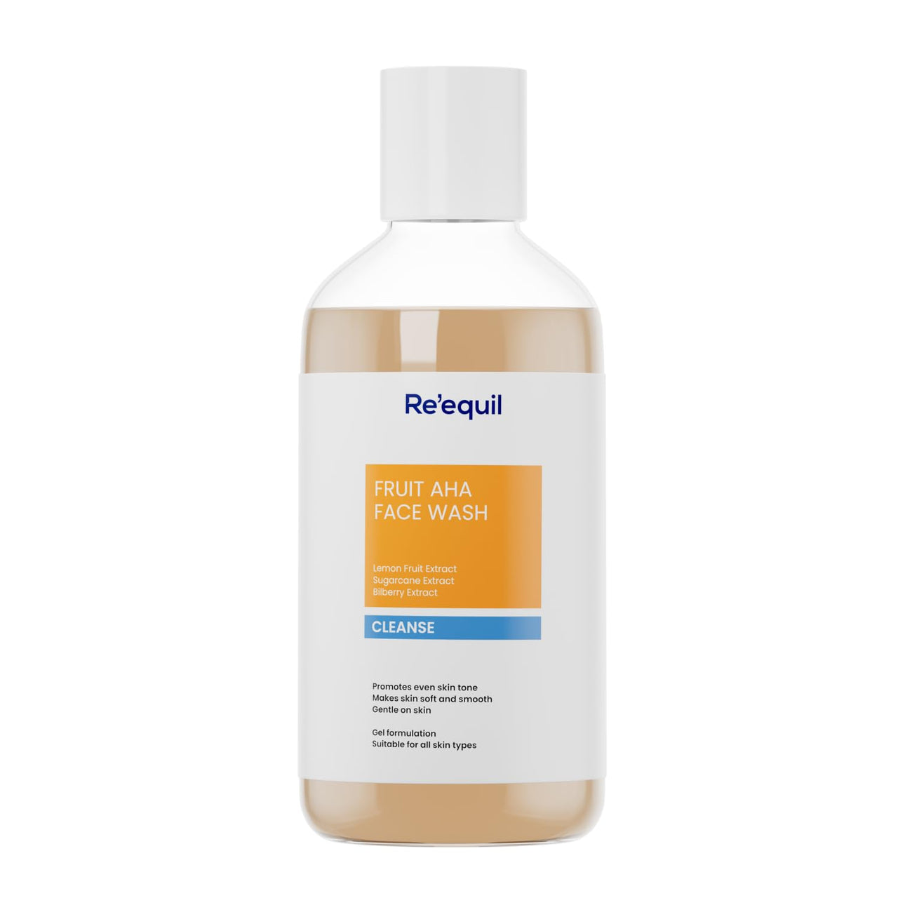 RE' EQUIL Fruit Aha Face Wash | Soap & Sulphate Free Cleanser | For Even & Brighter Skin Tone | Makes Skin Soft And Smooth | Gentle On Skin | All Skin Types | 200 Ml