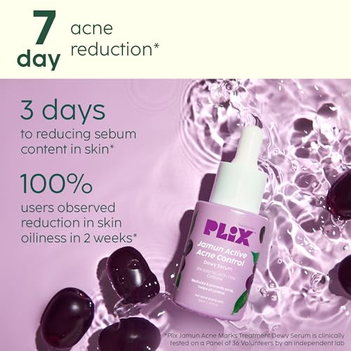 PLIX - THE PLANT FIX The Plan Fix | Jamun Active Acne Regime For Unisex, 2% Salicylic Acid Toner, Serum, Facewash, Moisturizer, & Gel With Free Acne Patch
