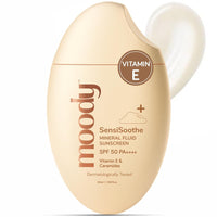 Moody SensiSoothe Mineral Brightening Sunscreen Serum With Ceramides & Rice | SPF 50 PA++++ for All Skin Types | No White Cast, Non-Comedogenic, Dermatologist Tested - 50ML