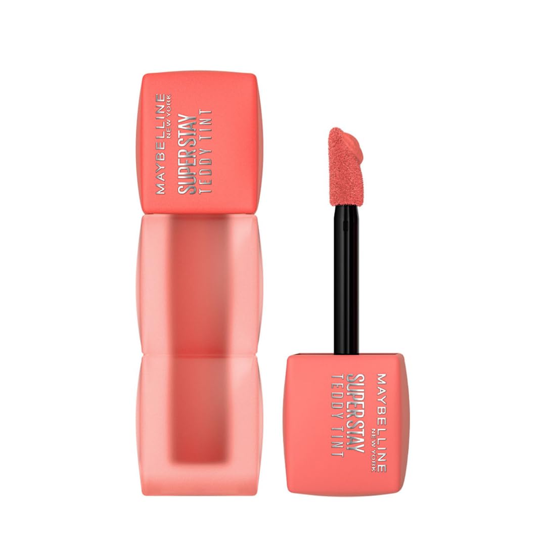 Maybelline New York Super Stay Teddy Tint - Lip and Cheek Color, Baby Tee, 5ml | Teddy Soft Matte up to 12Hr | Multi Use | Comfortable Long wear formula | Buildable | Natural flushed look in one swipe
