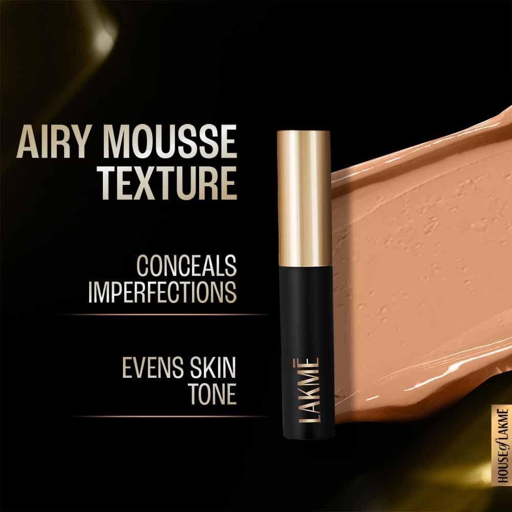 Lakmé Absolute Mattereal Mousse Full Coverage Concealer for all skin types , Sand, 9 g