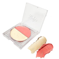 Ruby's Organics Cream Blush for Cheeks & Highlighter Duo Palette- Blusher for Face Makeup, Lightweight Flawless All Day Glow, All Skin Types, Natural &Paraben Free (Peach + Aura) 9g