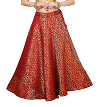 FEMEZONE Womens Brocade/Chanderi Silk Ethnic/Traditional Lehenga/Skirt for Party/Festival/Function