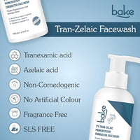 BAKE 2% Tran-Zelaic Pigmentation Corrector Milky Face Wash | For Pigmentation, Dark Spots & Tan Removal | Unclogs Pores | All Skin Types | Removes Blackheads & Whiteheads - 100ml