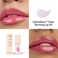 HYUE HydraGlow™ Lip Oil | Color Reviving | Intense 24HR Hydration | Non-Sticky | Lightweight Formula | 6 ml | With Cherry, Jojoba Oil, Kakadu Oil and Vitamin E | Crystal-like Shine | Chunky Applicator