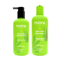 Rivona Naturals Aloe Hair Nourishing Shampoo and Conditioner Set |Natural Hair Care Duo with Aloe Vera & Neem Extracts for Deep Cleansing, Hydration, and Scalp Nourishment| 500ml