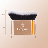 Oceglow Kabuki Brush | Professional Multi-Tasking Makeup Brush | Soft Dense Bristles | Gold Color | Easy to Use for Powder, Foundation, Blush, Shadow, Bronzer & Body.
