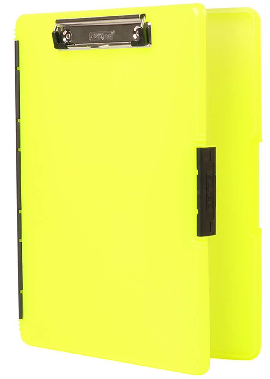 Dexas 3517-803 Slimcase 2 Storage Clipboard with Side Opening, Neon Yellow. Organize in Style for Home, School, Work, or Trades! Ideal for Teachers, Nurses, Students, Homeschooling, and Beyond.