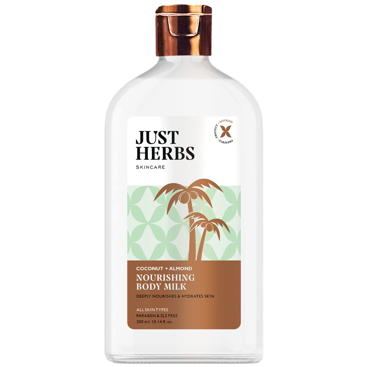 Just Herbs Saffron + Malai Nourishing Body Milk Lotion- 300ml & Just Herbs Body Lotion For Dry Normal & Combination Skin Nourishing Body Milk With Coconut + Almond - 300ml Combo