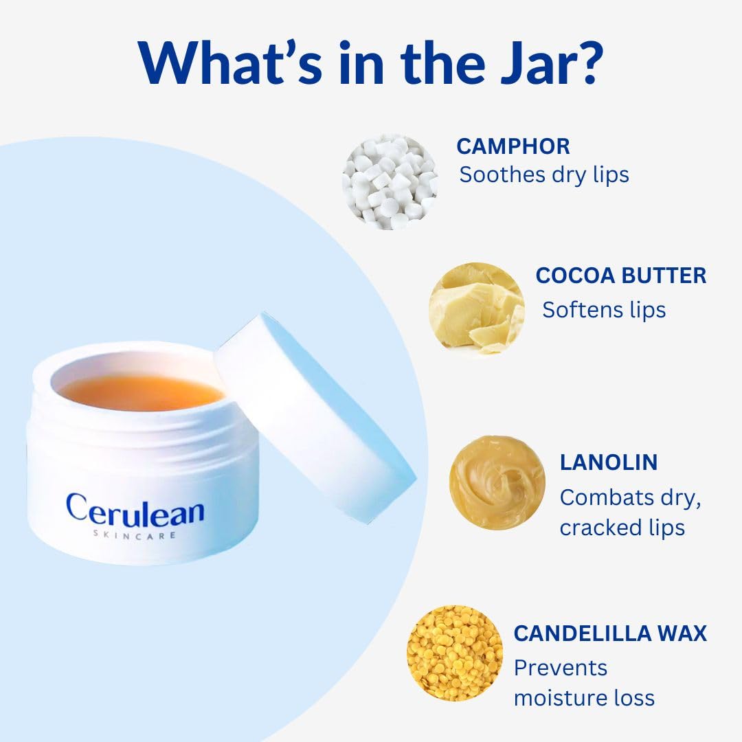 Cerulean SPF 20 Lip Balm for Dry and Chapped Lips with UV Protection | For Smooth Soft Lips | Lip Care With Camphor & Cocoa Butter | Repairs Damaged Lip Barrier | SPF 20 for Sun Damage and Discoloration | For Women & Men | Paraben & Fragrance-Free | 15gm