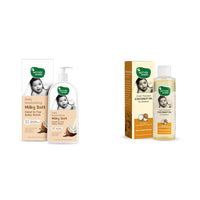 Mother Sparsh Milky Soft Head to Toe Baby Wash-400ml with Milk Protein & Shea Butter (Tear Free)+ Cold Pressed Coconut Oil for Baby Massage, Skin & Hair Care (200ml)