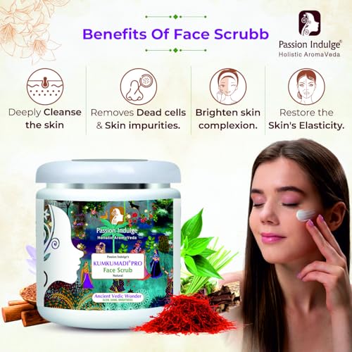 Passion Indulge Kumkumadi oil Face Scrub for glowing skin KUMKUMADI PRO-500 gm, Professional face scrub for all skin type