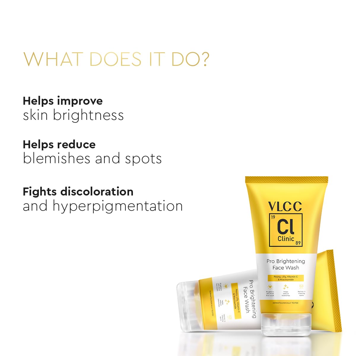 VLCC Clinic Pro Brightening Face Wash - 150ml | Brightens Skin for Luminous glow | Skin Brightening | Clears Spots and Blemishes | Vitamin C, Niacinamide, Peony and Lily Extracts