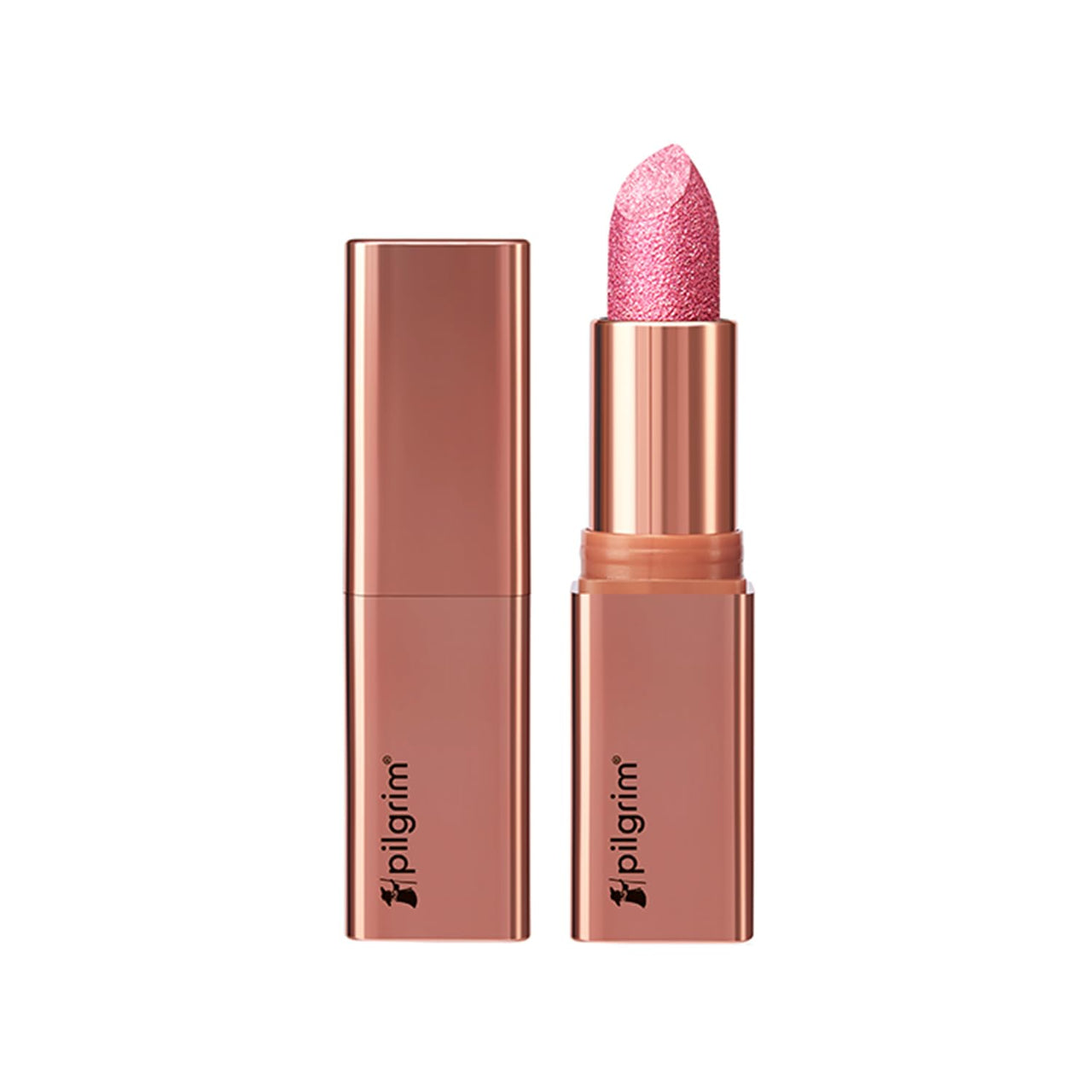 Pilgrim Glitter Lipstick For Women 4.2gm | Dubai Luxe Lifestyle - Chic Haseena Shade | Lipstick Infused with Vitamin E & Olive Oil | Glitter Formula With Matte Finish | Non Drying | All Skin Types