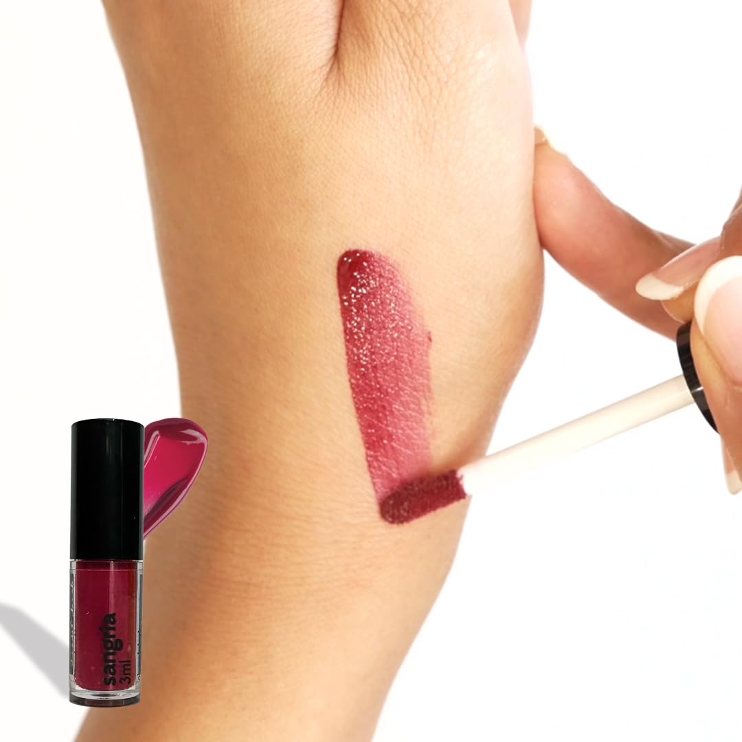 Ruby's Organics Mini Lip Oil Gloss for Women & Girls, All Skin Tones- Moisturizing, Long Lasting, Non Sticky & Non Drying Formula, Glossy Texture, Natural Lip Makeup, Paraben Free - Sangria, 3 ml