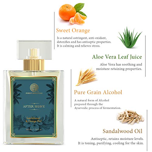 Forest Essentials After Shave Spray Sandalwood & Orange Peel for Men's  | Natural After Shave for Purifying & Refreshing Skin | 100 ml