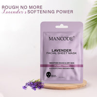 Mancode Lavender Facial Sheet Mask 25ml Smoothen Rough & Dry Skin Calming Firming Pore Reducing, Brightening and Enhances Daily Glow | Korean Sheet Mask for Men Women Sheet Mask Set Combo Pack of 3