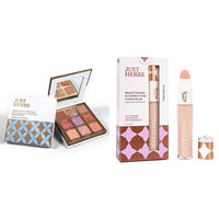 Just Herbs Eyeshadow Palette 9 in 1 Long Lasting Blendable Eye Makeup Palette (Sunshine - Day Palette) & Just Herbs Concealer for Face Makeup 6ml (Natural) Combo