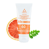 Light Up Gold Rush Gold Standard Vitamin C + 1% Ceramide Complex Sunscreen, Spf 60 Pa ++++, Uva/Uvb Filters Anti Blue Light Anti Pollution - 50G|For All, Normal, Oily, Dry, Sensitive Skin Types