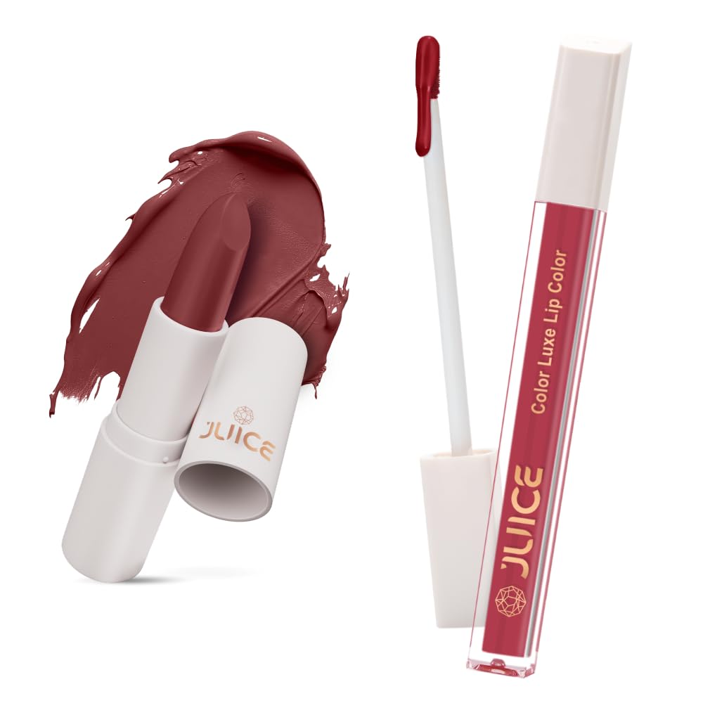 Juice Nude Heart - M24 Kiss Sensation Lipstick & Yummy Pink - M13 Color Luxe Liquid Lipstick with Goodness of Bio Retinol, & SPF 15 UV Protection