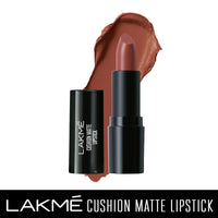 LAKMÉ Cushion Matte Lipstick & LAKMÉ Eyeconic Insta Cool Kajal, Black & Cushion Matte, Waterproof, Non Drying, Creamy Bullet Lipstick Inflused With French Rose Oil Extracts, Brown Sugar, 4.5 g