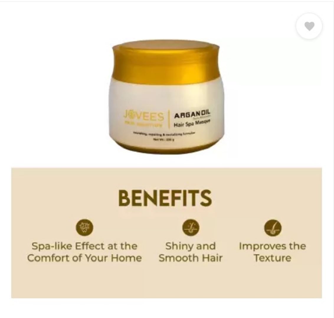 Jovees Herbal Argan Oil Hair Spa Masque | With Moroccan Argan Oil and Jojoba Oil | Gives Shiny and Smooth Hair | For All Hair Types 400G