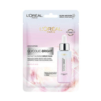 L'Oreal Paris Glycolic Bright Glowing Serum Sheet Mask, Face Mask for Glowing Skin, 22 g (pack of 5)
