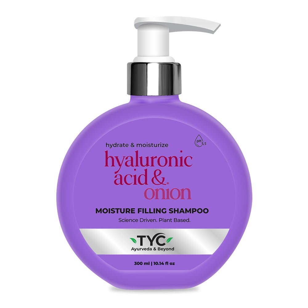 TYC - TRUST YOUR CHOICE Ayurvedic Moisture Filling Shampoo For Dry, Damaged Frizzy Curly Hair | Hyaluronic Acid And Onion | Sulphate And Paraben Free | 3-In-1 Shampoo With Conditioner | 300 Ml