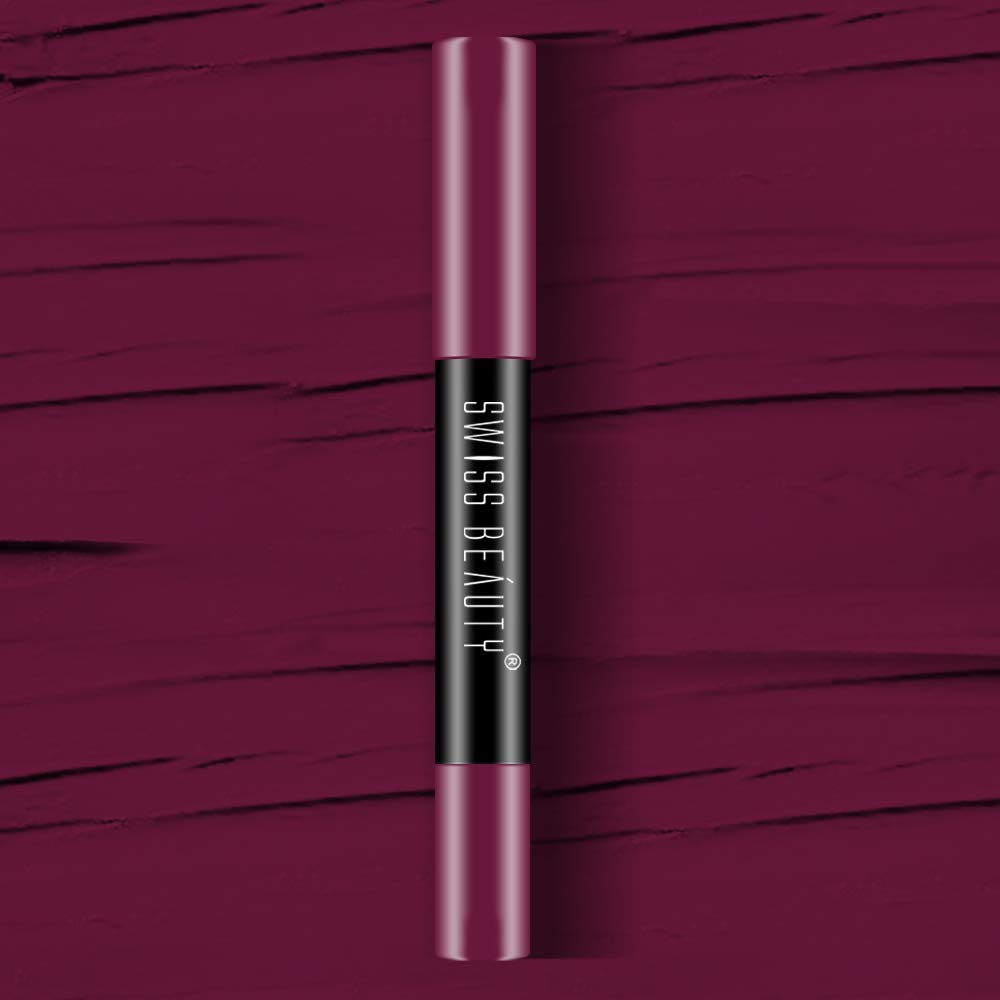 Swiss Beauty 12 Hrs. Stay Matte Lip Crayon, Burgundy, 3g - Long Lasting, Waterproof, Super Stay, Matte Finish Lip Crayon, Long Wear, Crayon Lipstick
