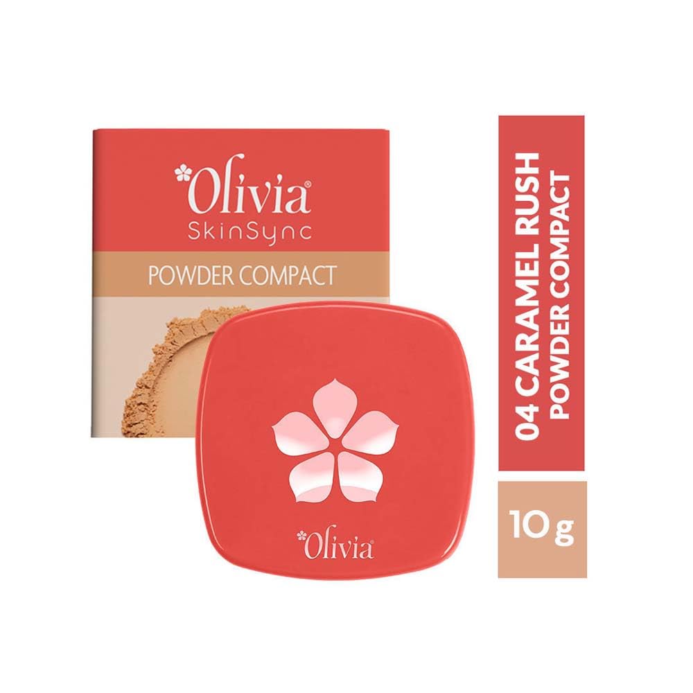 Olivia Weightless Matte Finish Compact Powder for Women | Full Coverage Face Makeup | Non-Oily Matte Look | Pore Minimizing & Evens Out Complexion | For All Skin Types | 10g | 04 Caramel Lush