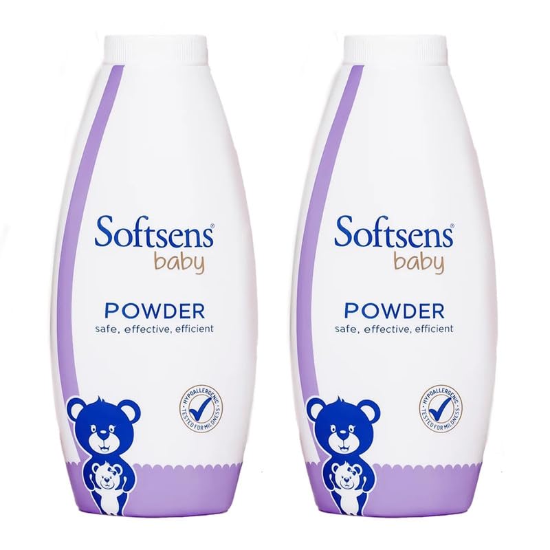 Softsens Baby Powder|Enriched with Patchouli & Olive|Soothes & Moisturises Baby’s Skin|Mild,Dermatologically Tested,Hypoallergenic & Paraben-Free|200g (Pack of 2)