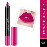Swiss Beauty 12 Hrs. Stay Matte Lip Crayon, Fuchsia Pink, 3g - Long Lasting, Waterproof, Super Stay, Matte Finish Lip Crayon, Long Wear, Crayon Lipstick